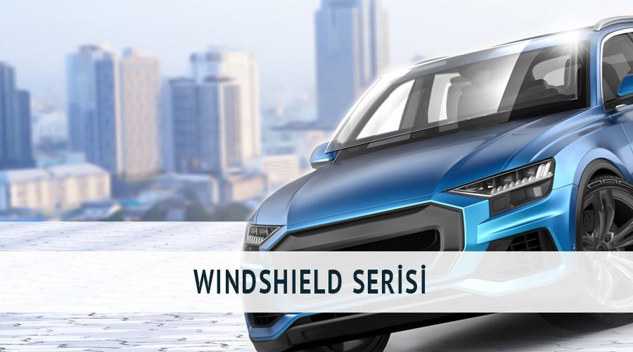 Windshield serisi ön cam filmi uygulanmış mavi otomobil